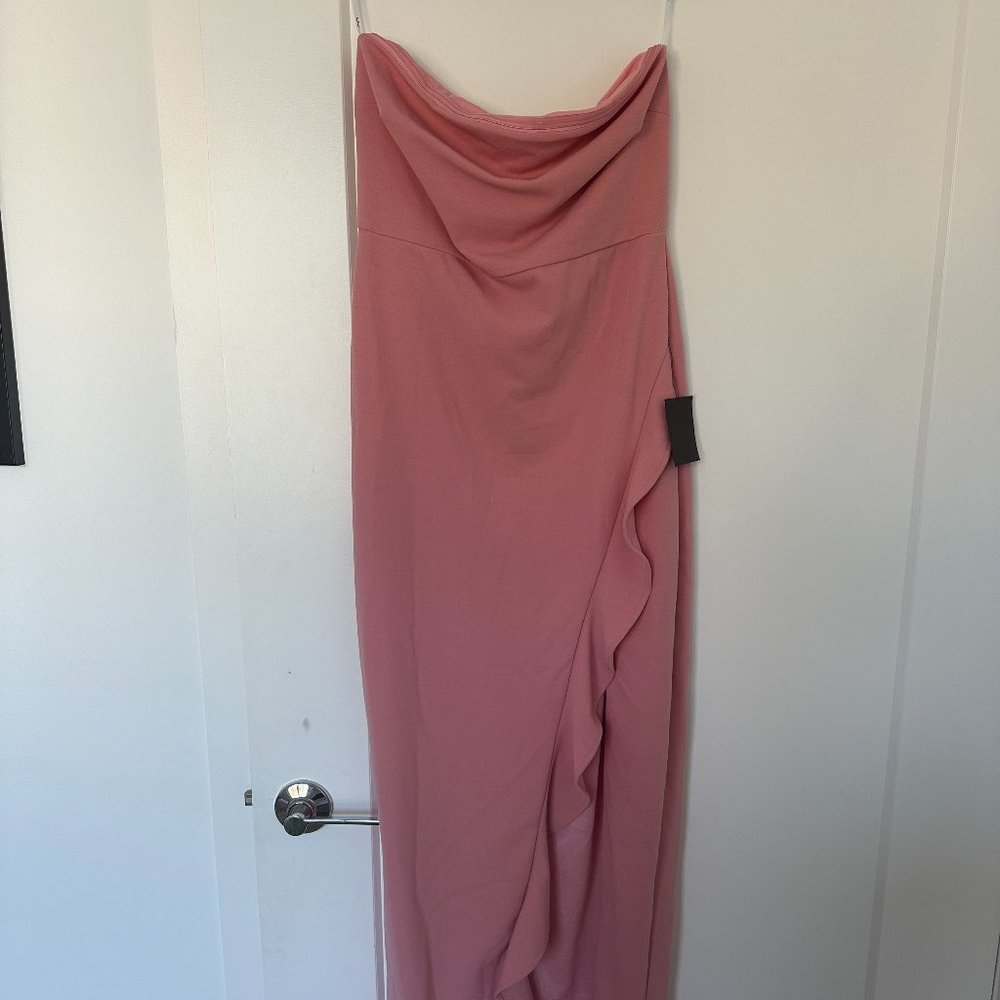 Lulu's Pink Strapless Dress with Ruffle